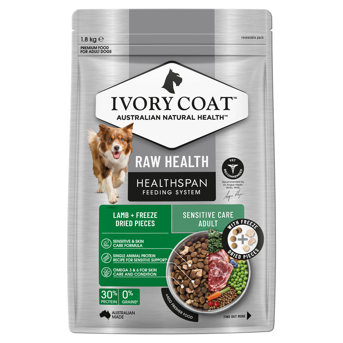 Ivory Coat™  Raw Health Adult Dog Sensitive Care Dry Food