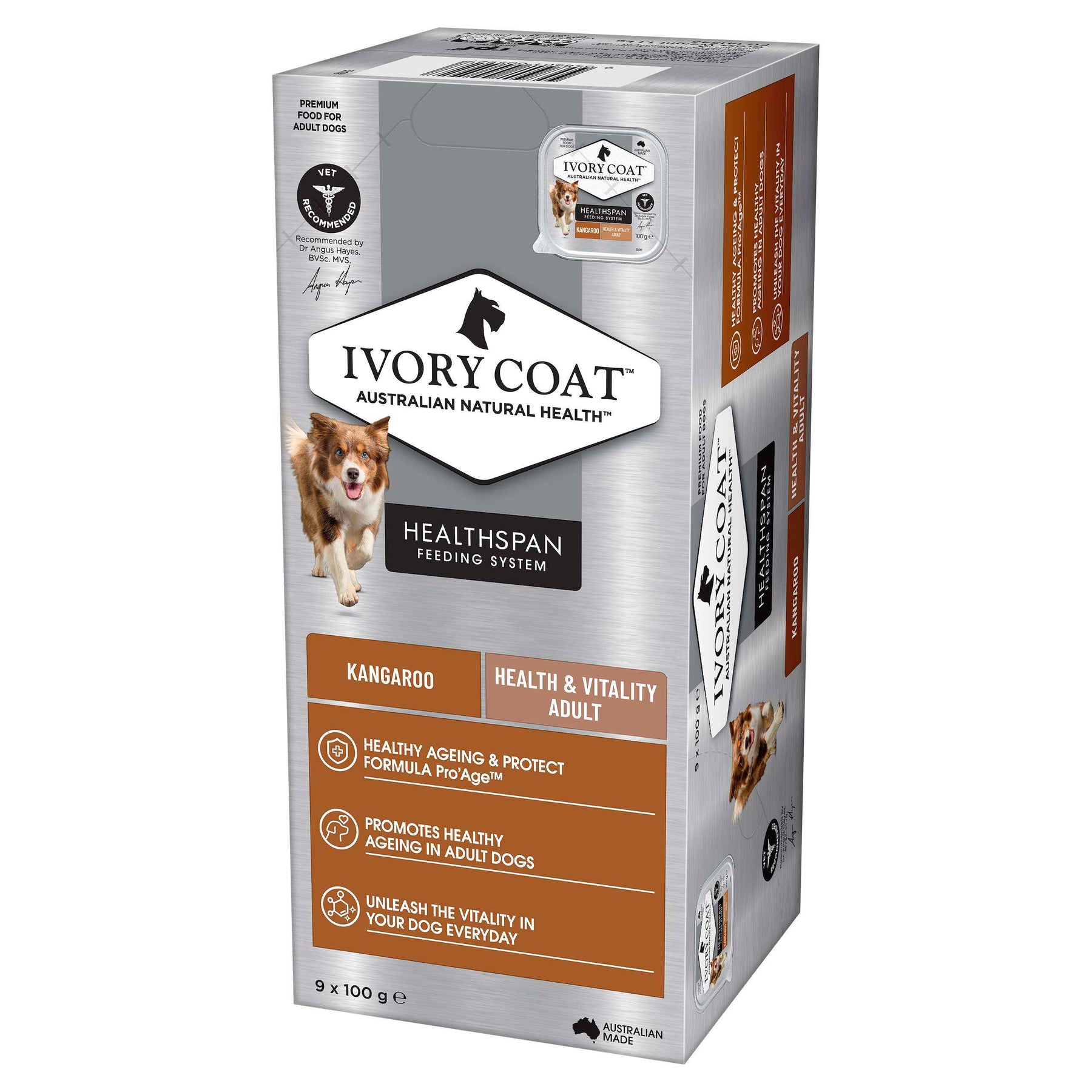 Ivory Coat Adult & Senior Health & Vitality Wet Dog Food (9 x 100g tray)