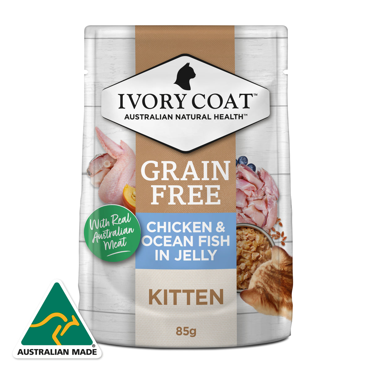 Grain Free Kitten Wet Cat Food Chicken & Ocean Fish in Jelly