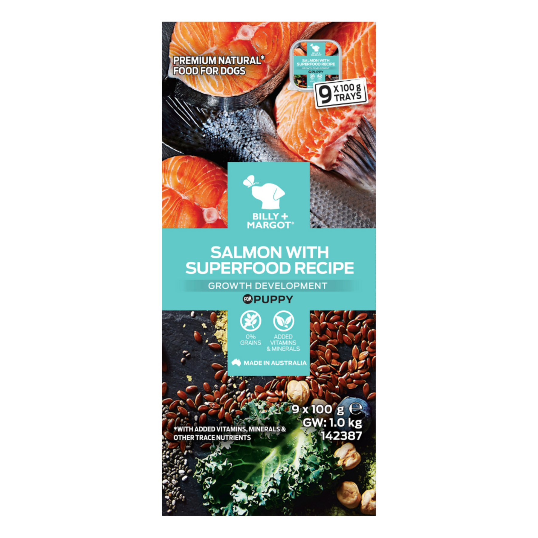 Billy + Margot Puppy Wet Dog Food Salmon with Superfood