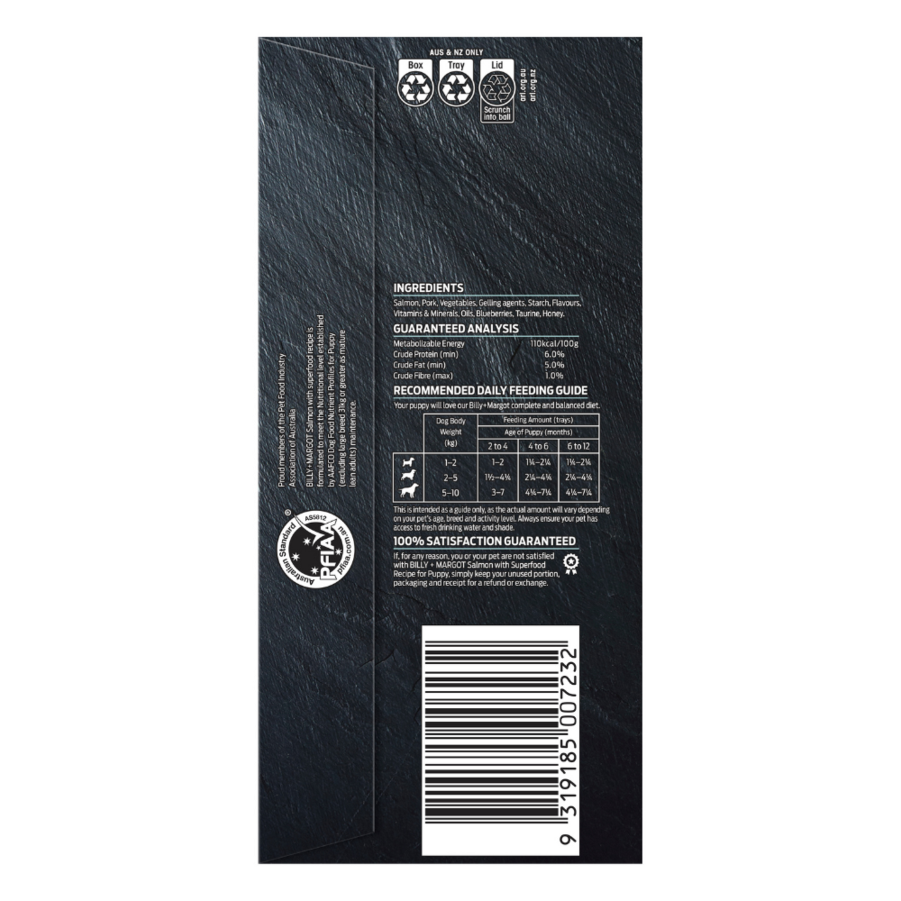 Billy + Margot Puppy Wet Dog Food Salmon with Superfood