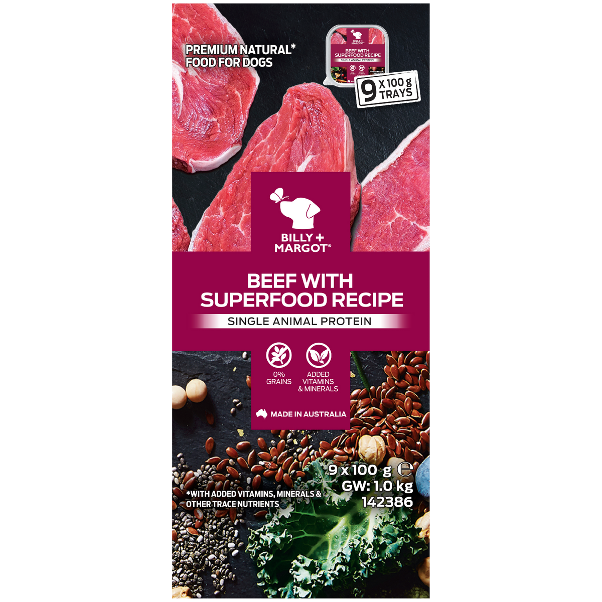 Billy + Margot Adult Beef with Superfoods Recipe Wet Food