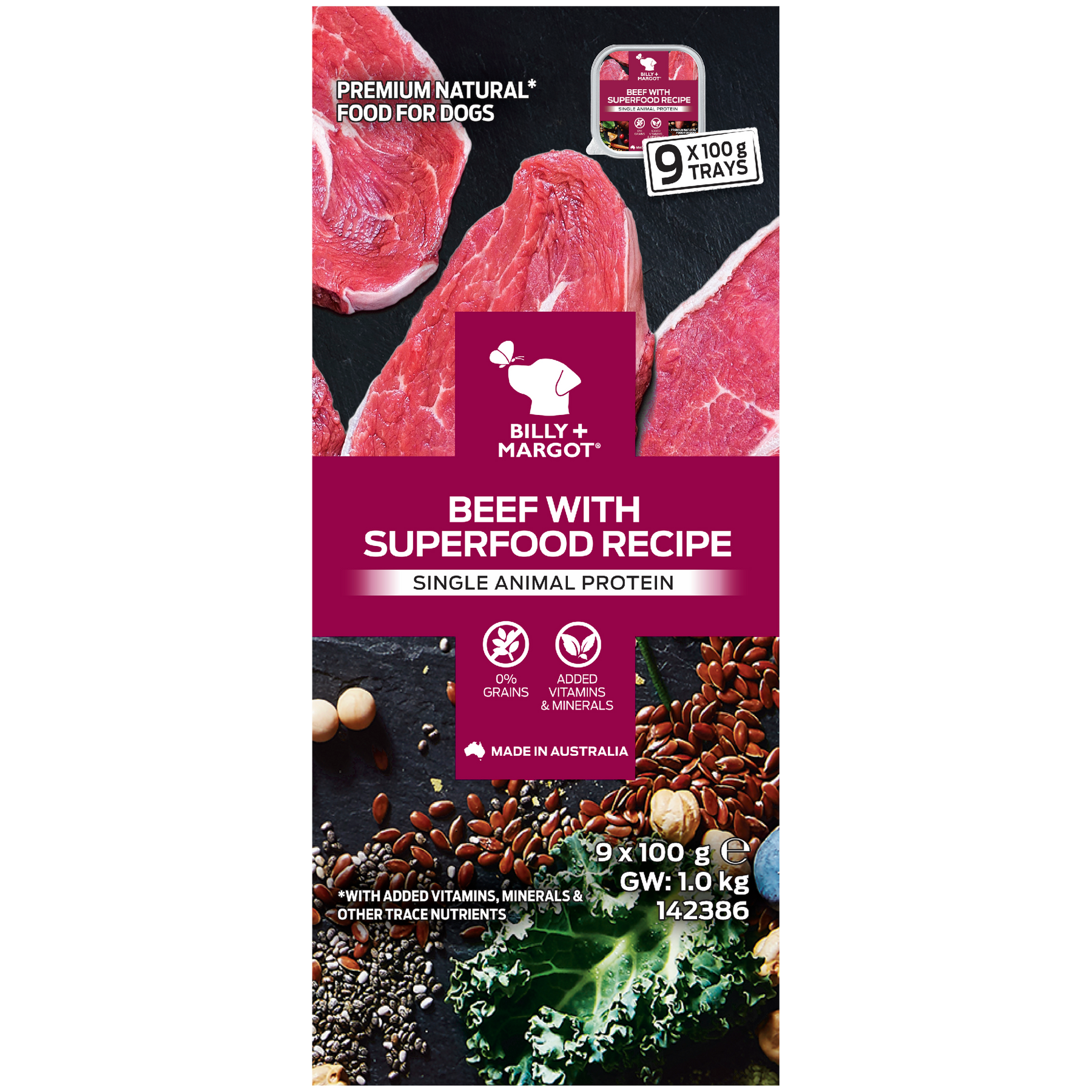 Billy + Margot Adult Beef with Superfoods Recipe Wet Food
