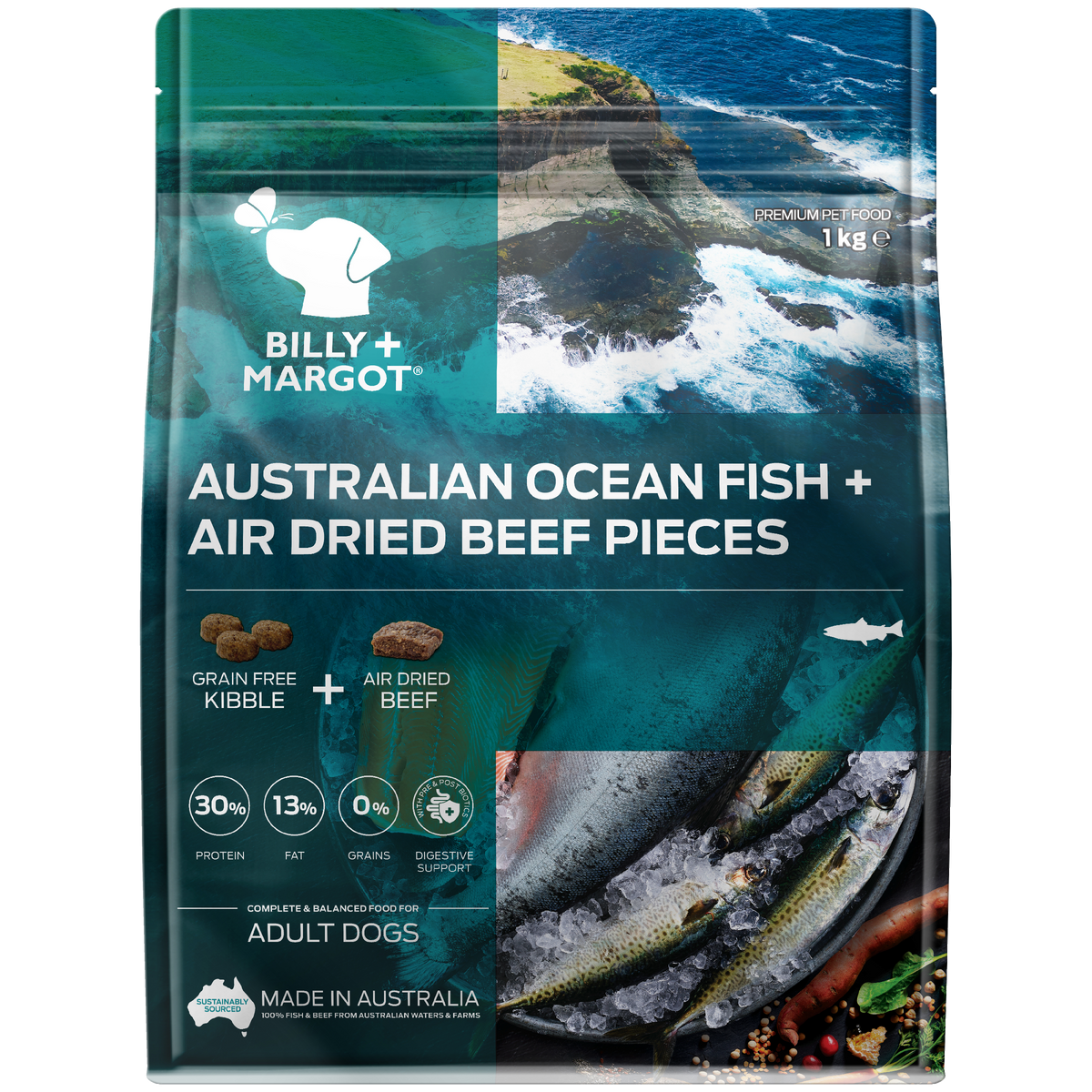 Billy + Margot Adult Ocean Fish + Air Dried Beef Pieces