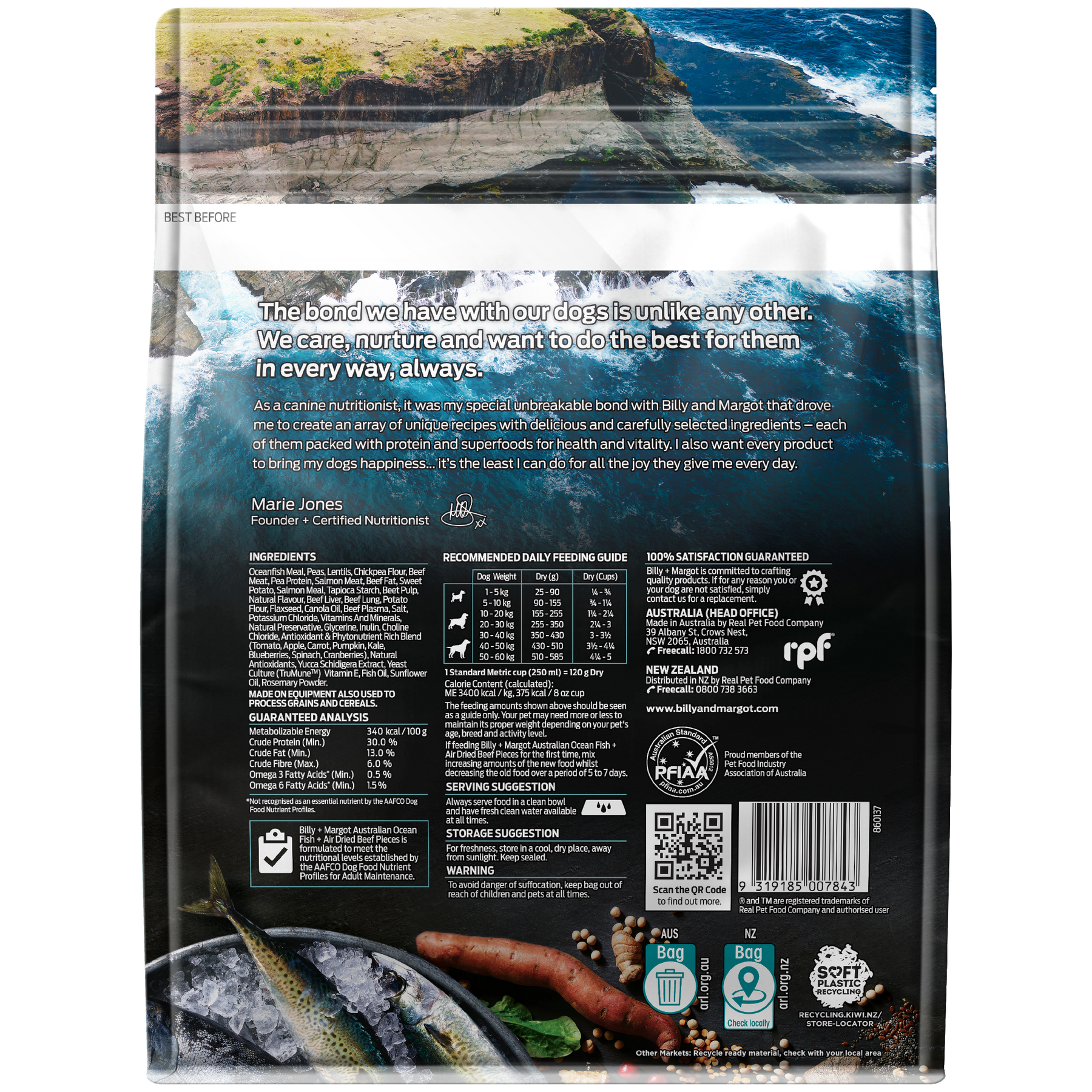 Billy + Margot Adult Ocean Fish + Air Dried Beef Pieces