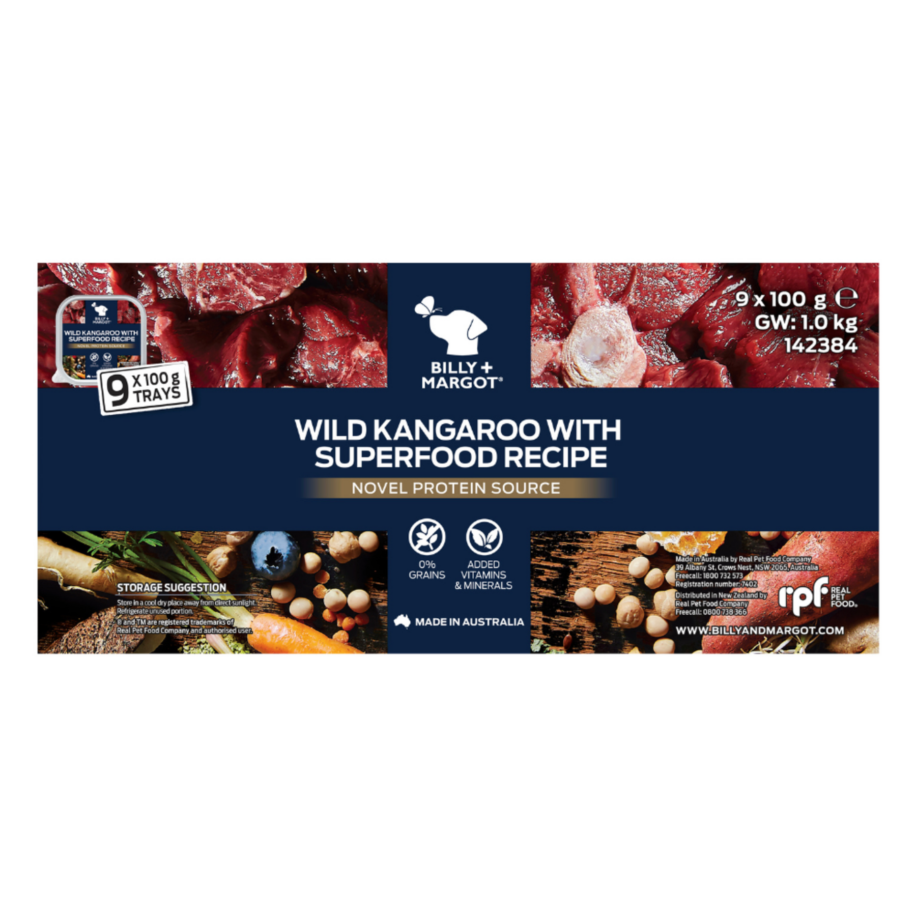Billy + Margot Adult Wet Dog Food Kangaroo with Superfood