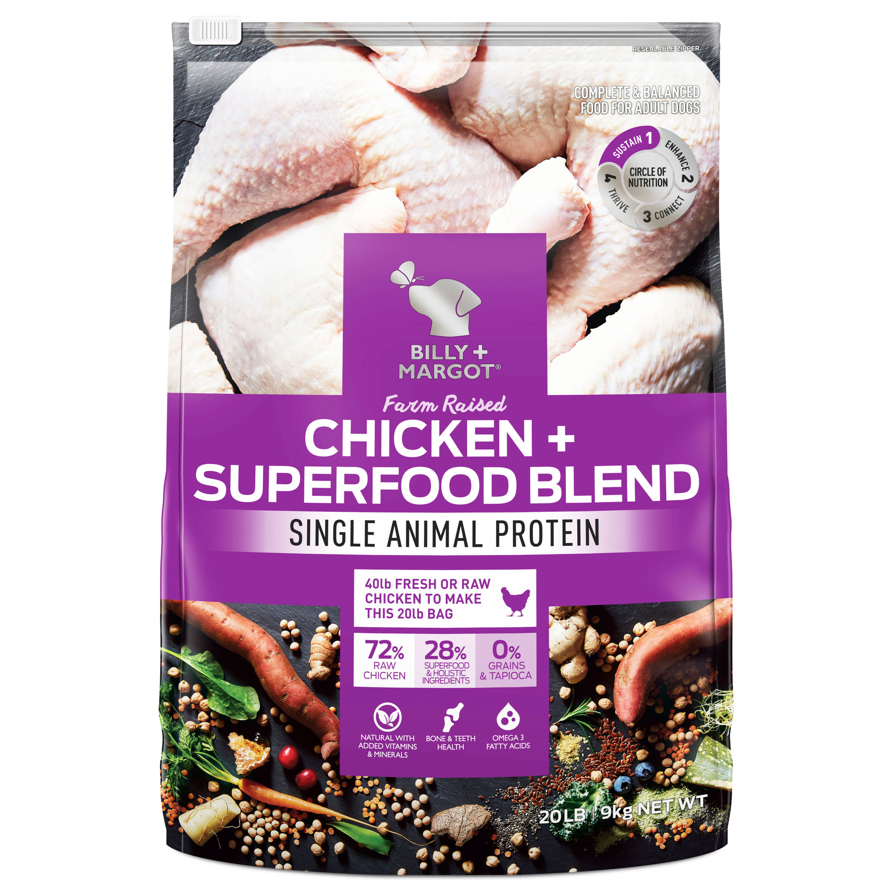 Billy + Margot™ Adult Dog Chicken + Superfood Blend Dry Food