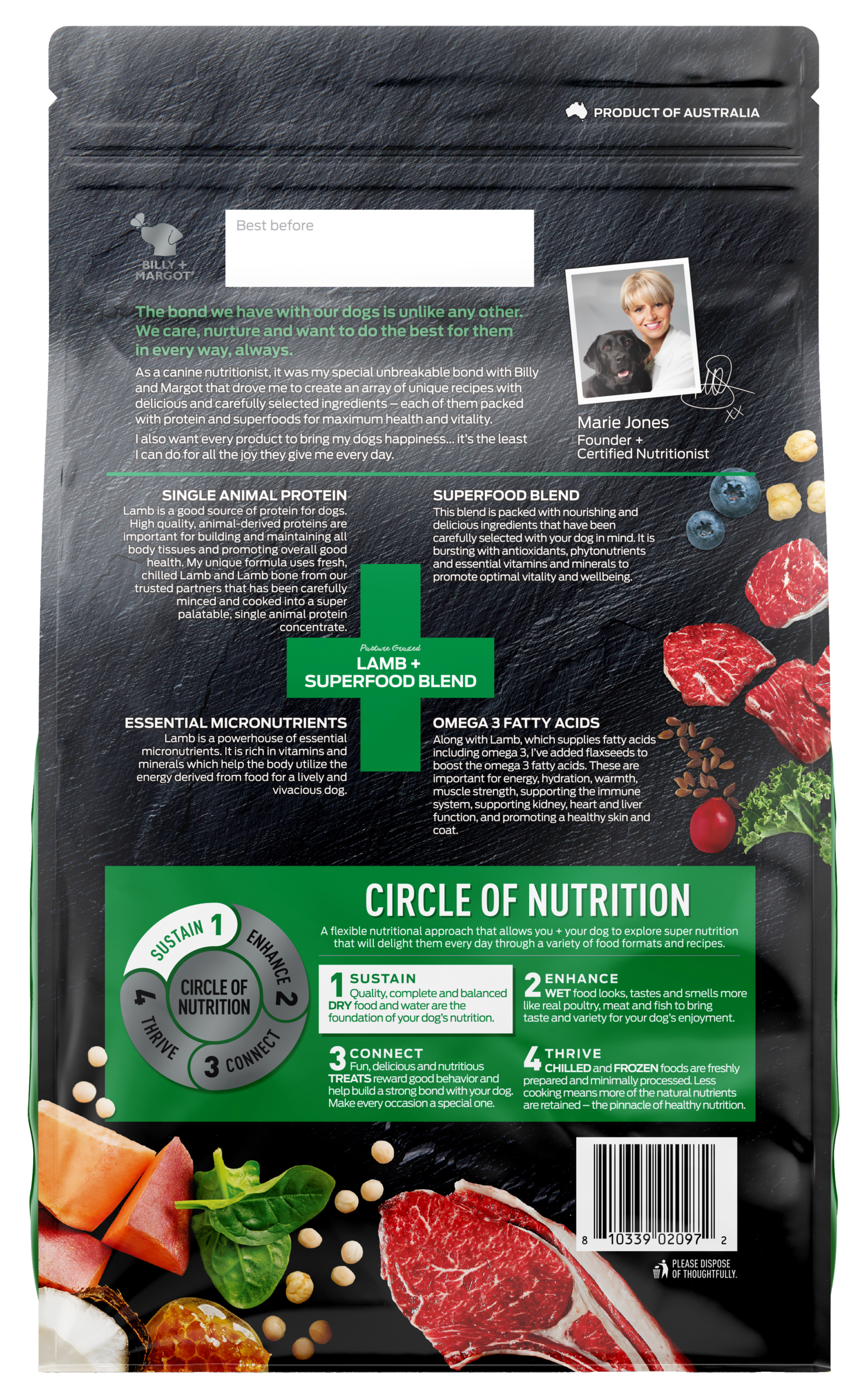 Billy + Margot™ Adult Dog Lamb + Superfood Blend Dry Food