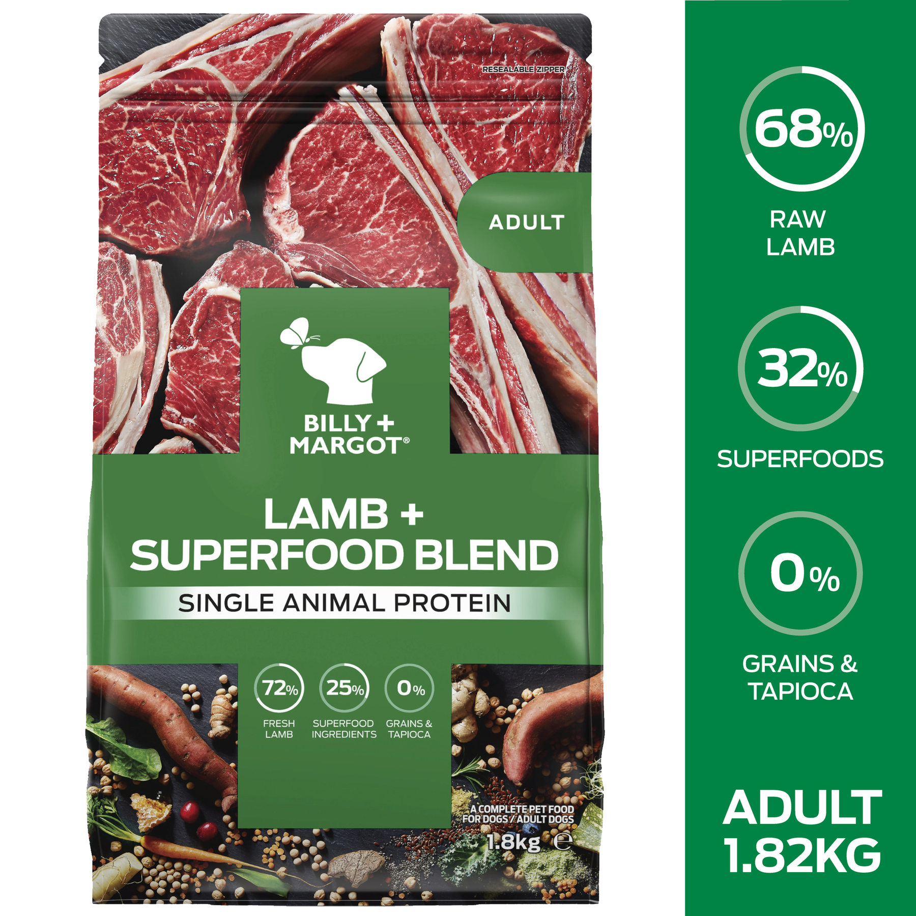 Billy + Margot™ Adult Dog Lamb + Superfood Blend Dry Food