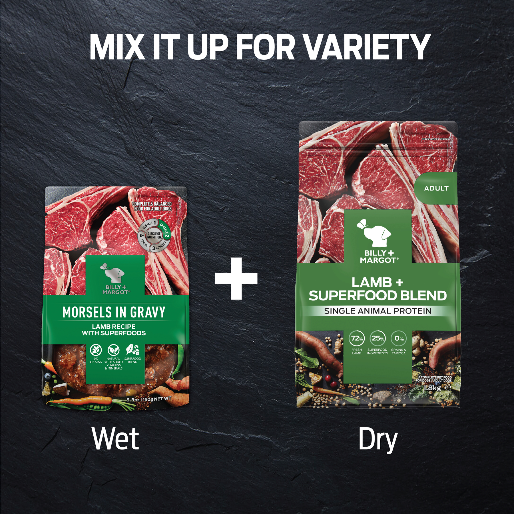 Billy + Margot™ Adult Dog Lamb + Superfood Blend Dry Food