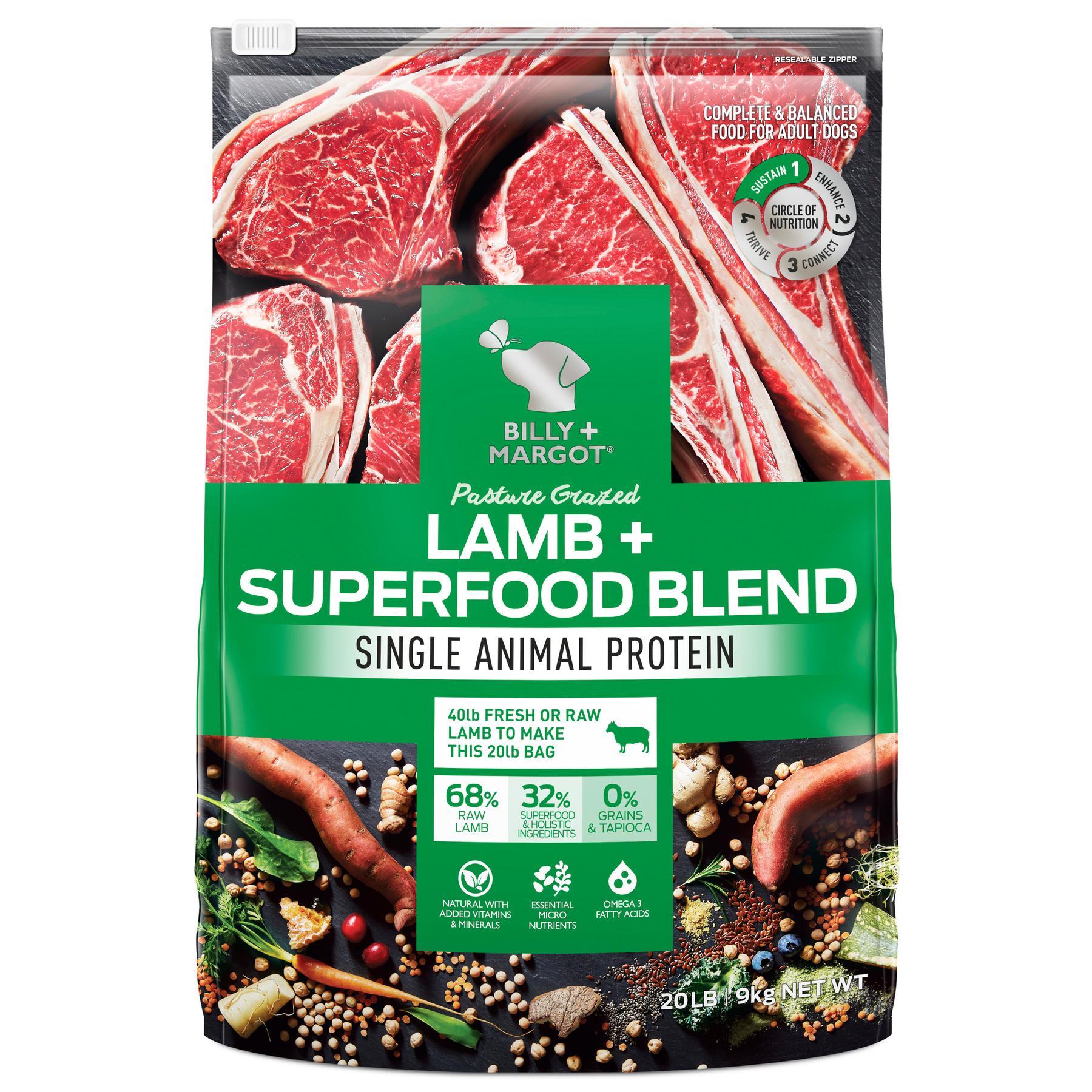 Billy + Margot™ Adult Dog Lamb + Superfood Blend Dry Food
