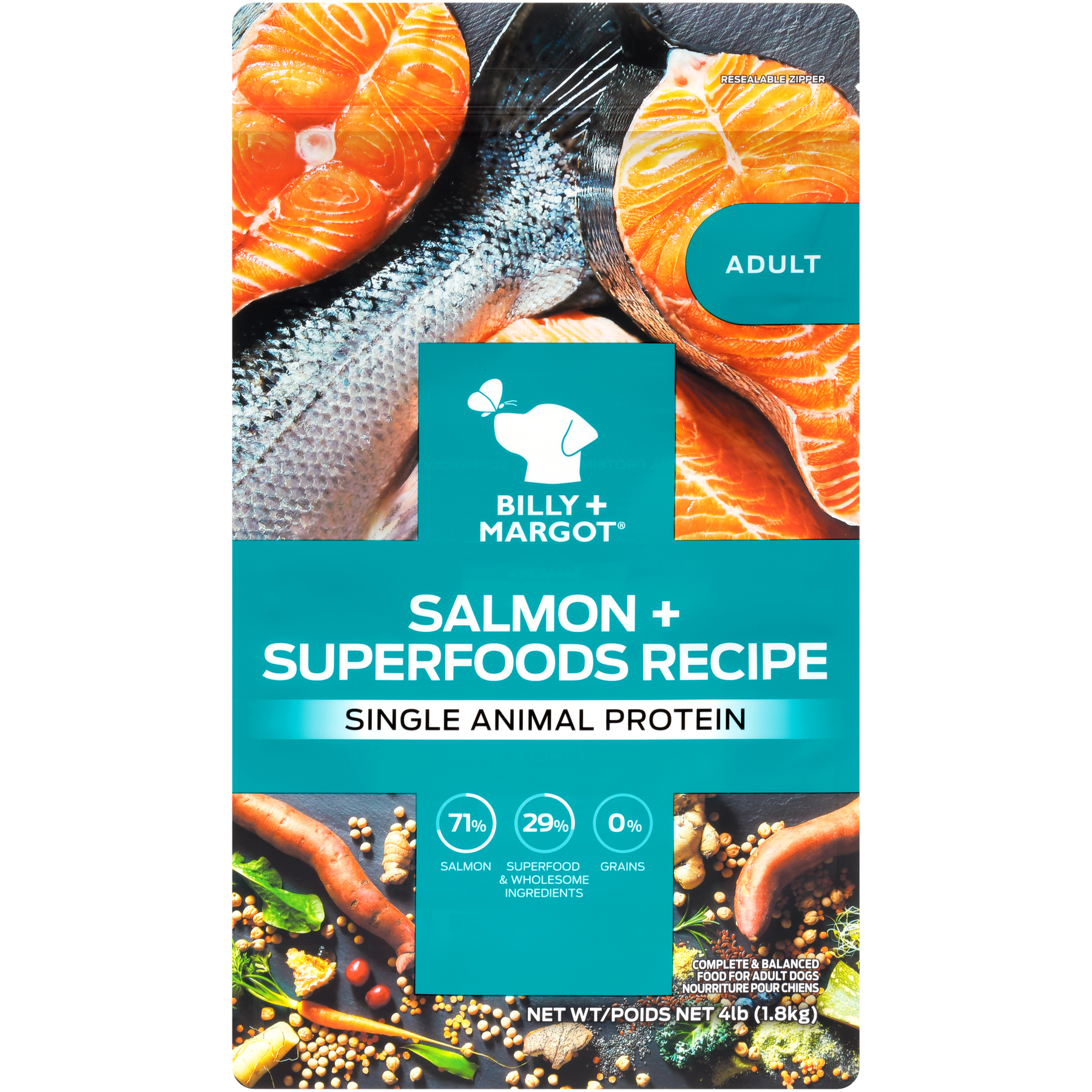 Billy + Margot™ Adult Dog Salmon + Superfoods Recipe Dry Food