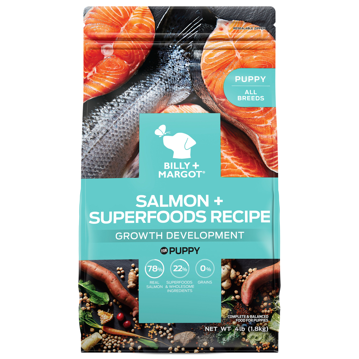 Billy + Margot™ Puppy Salmon + Superfoods Recipe Dry Food